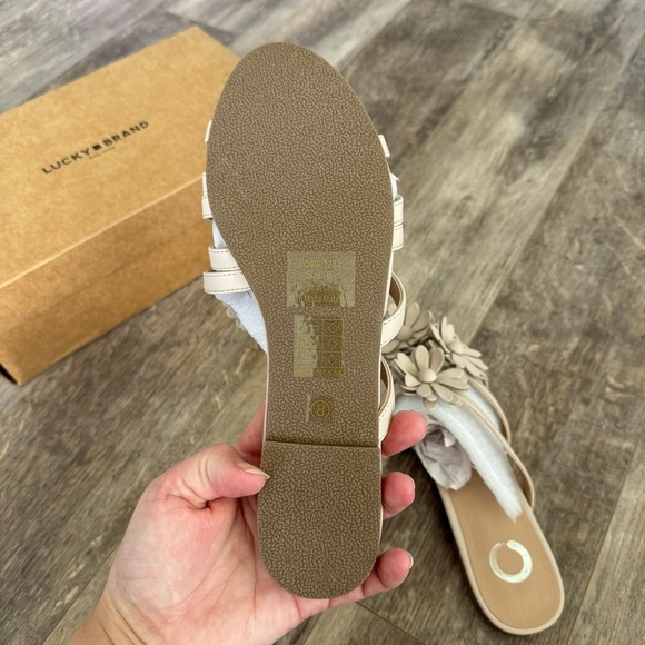 NIB! Lucky Brand Bylee Floral Mauve Dusty Pink Slide Sandals - Daisy Details - Picture 4 of 6